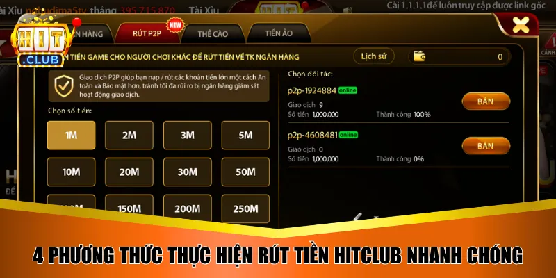 4 phương thức thực hiện rút tiền Hitclub nhanh chóng