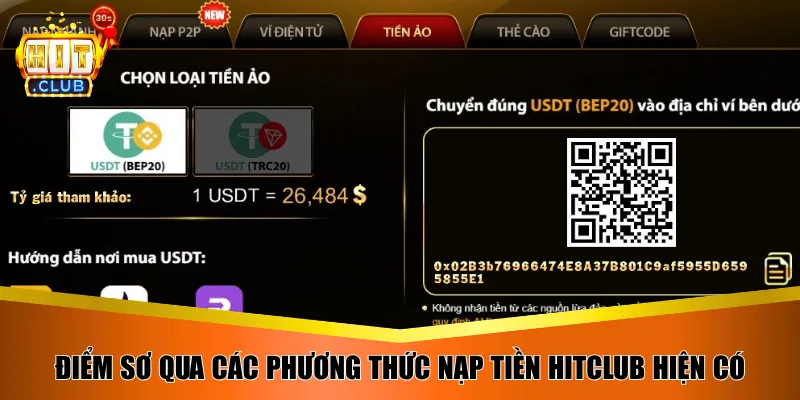 Điểm sơ qua các phương thức nạp tiền Hitclub hiện có